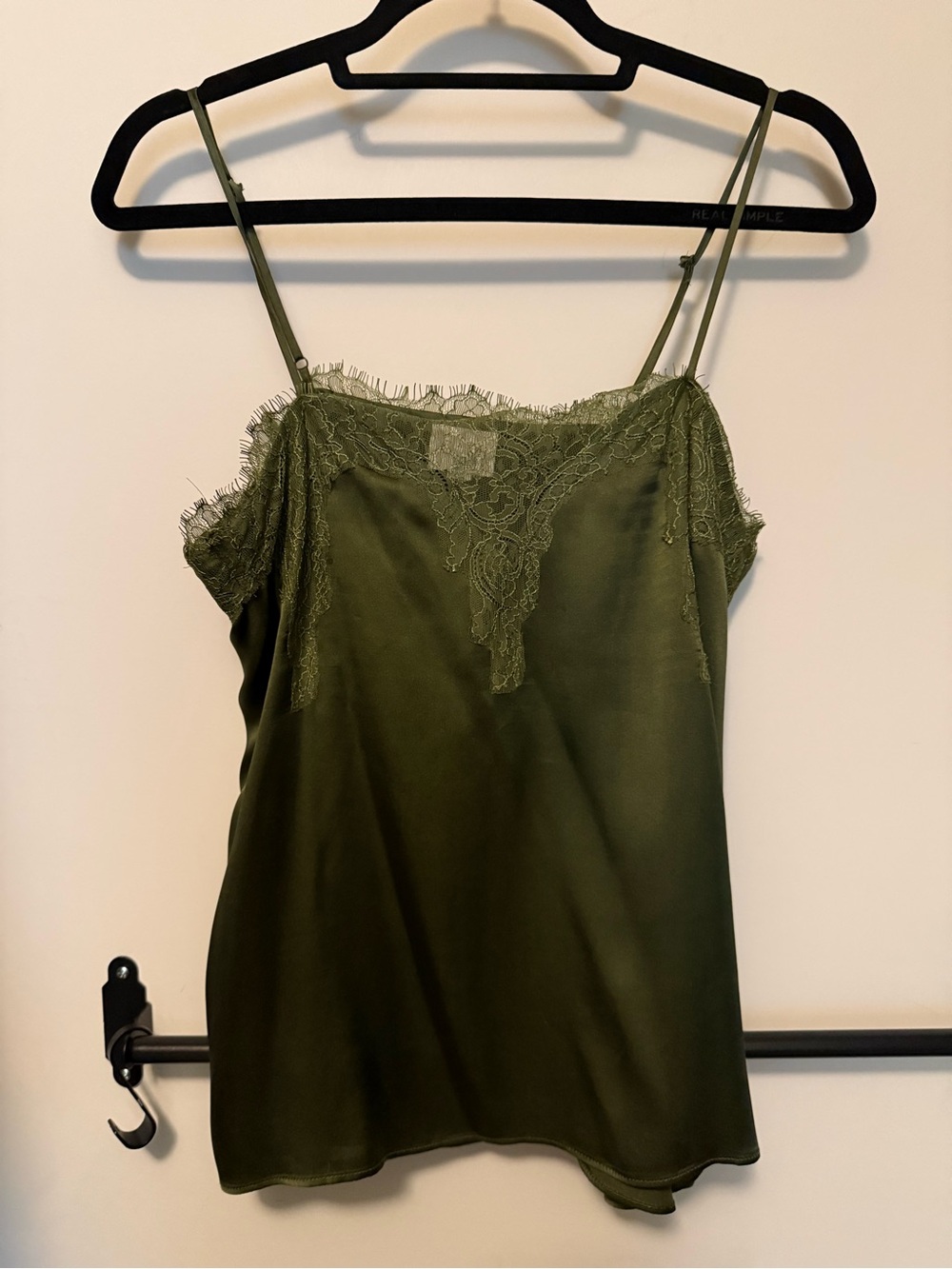 Cami NYC Olive Green Satin Lace Cami